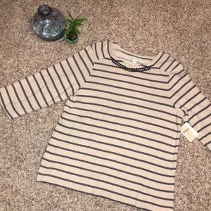 Tan & Navy Stripe Sweatshirt Coldwater Creek XL/16